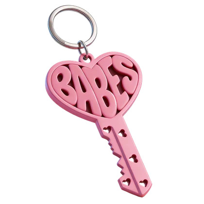 The Babes Net key — a pink heart-shaped keyring